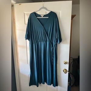 Teal Size 4xl Crossover Dress